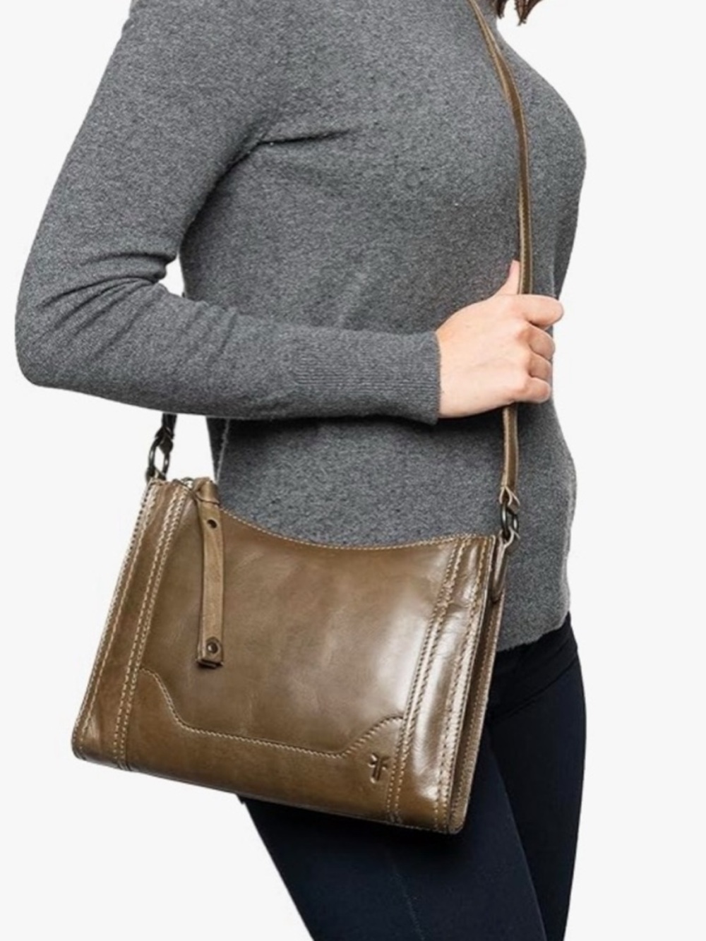 NWT FRYE Melissa Zip Adjustable Strap Leather Crossbody + Dust Bag